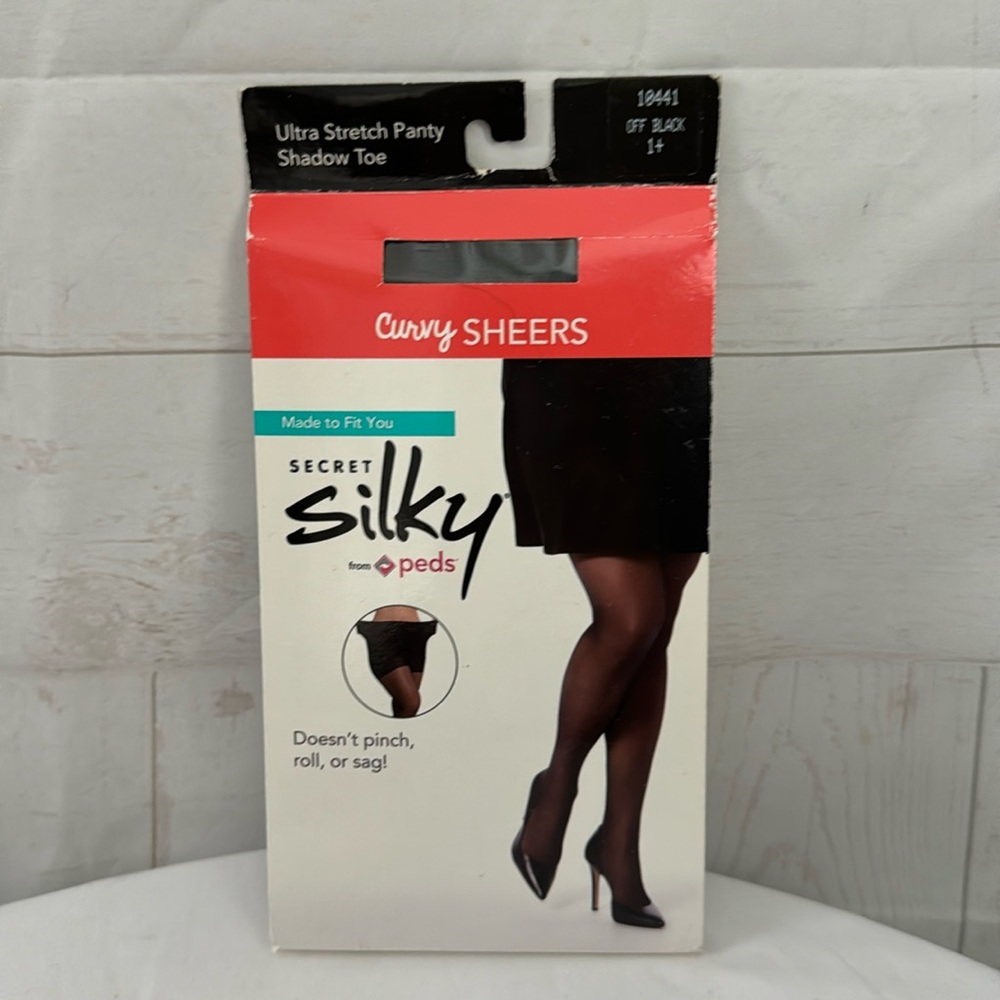 Secret Silky Size 1+ Off Black Curvy Sheers Pantyhose